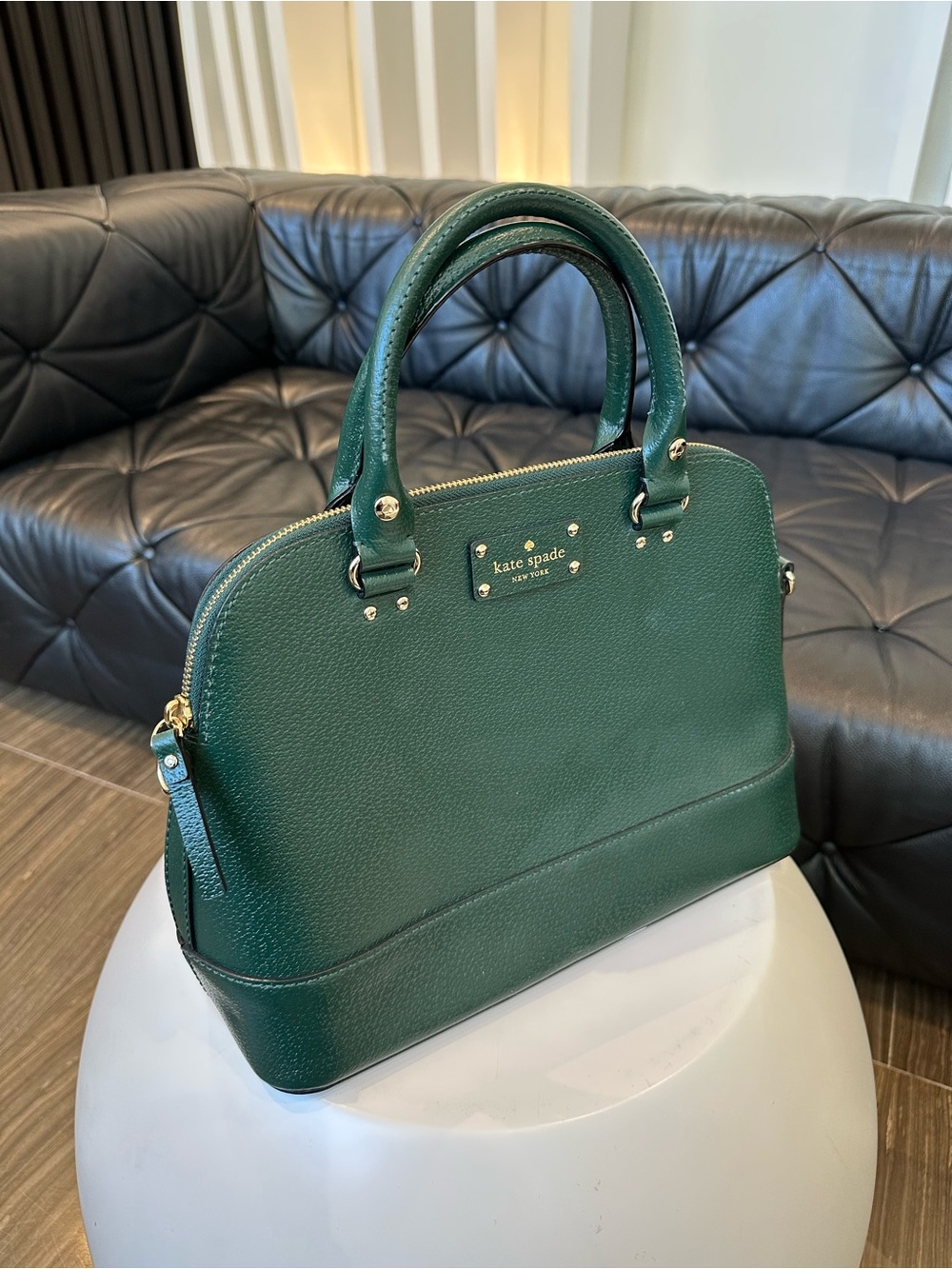 kate spade Emerald Green Pebbled Leather Dome Satchel - Picture 4 of 7